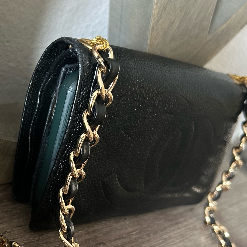 ⚜️🖤Vintage Chanel Timeless Clutch Wallet Crossbody Chain 2way wristlet - Picture 6 of 16
